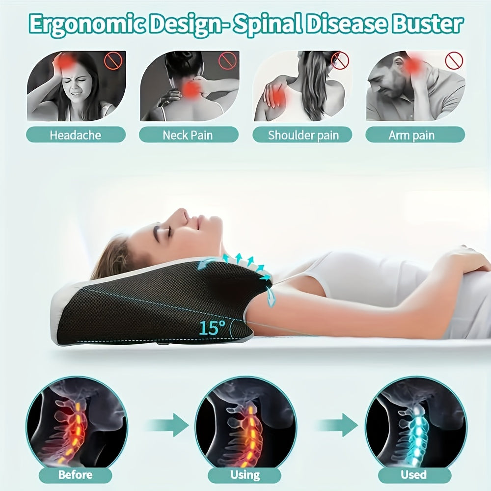 SafeRest Core – Ergonomic Neck Pillow for Side, Back & Stomach Sleepers (Black Edition)
