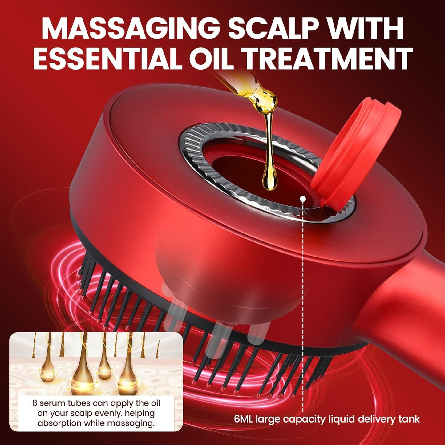 Marina I Scalp Massaging Brush – 3-in-1 Electric | Waterproof | Red Light Therapy